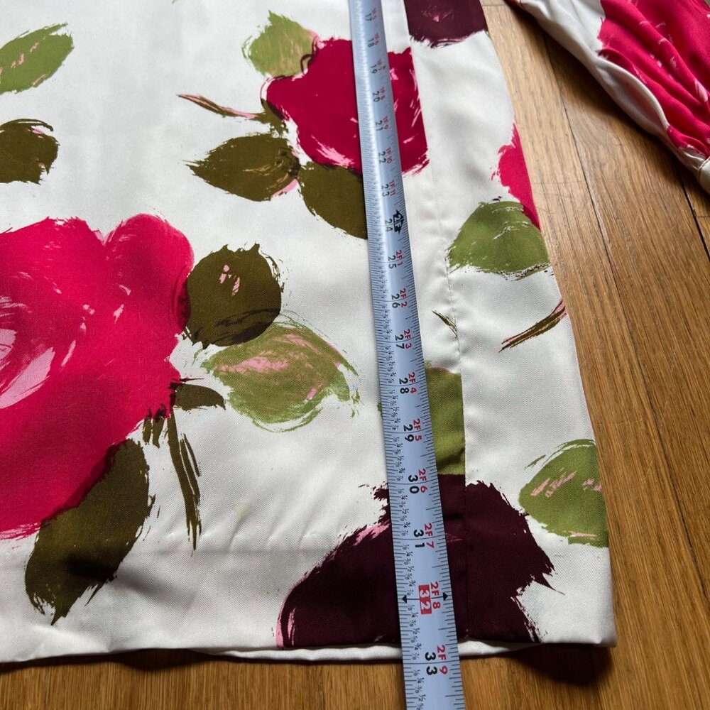 Kate Spade New York Size XXS Red Green Just Rosy Silk Blend Floral Shift Dress - Picture 11 of 16